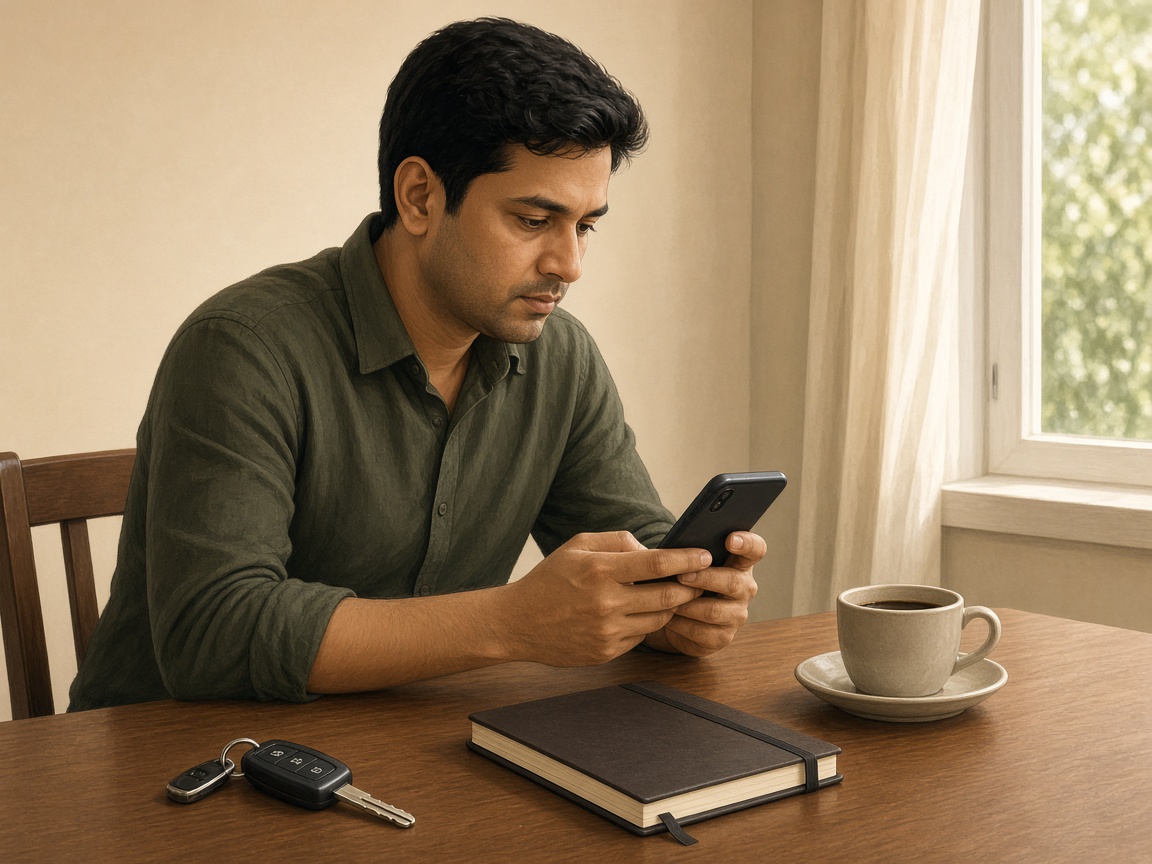 Customer booking a car service appointment on a phone